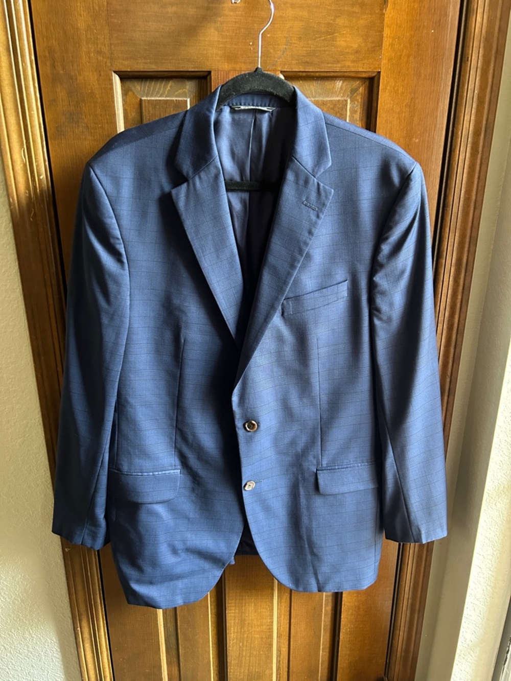 Men's Navy Windowpane Sport Coat - Tailored Everyday Blazer